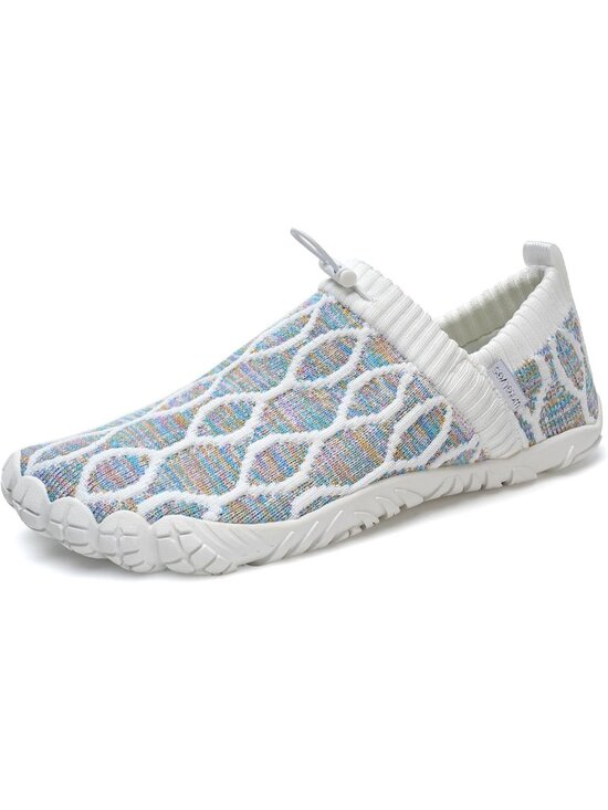 ?Men\'s Mixed White Knit Pull on Comfortable Elastic Adjustable Non Slip Shoes